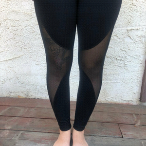 Garage Black Athletic Leggings with Mesh Panels Size Small